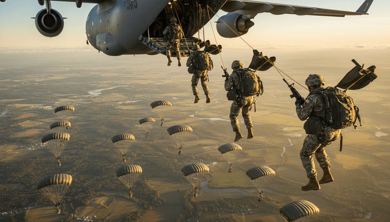 C-17 formation on approach before airborne mission window opens.